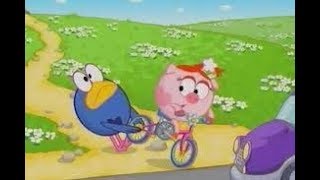 Видео наоборот.Смешарики. Нюша на велосипеде.