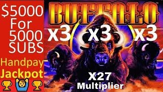 High Limit BUFFALO Slot Machine ?BIG HANDPAY JACKPOT? $5000 Special Slot Play for 5000 Subscribers