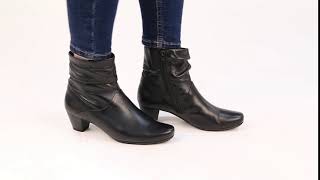 Gabor Kingston Black Leather Womens Ankle Boots