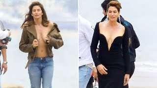 EXCLUSIVE - Cindy Crawford Hits The Beach For A Sexy Dolce & Gabbana Shoot