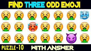 Find Three Odd Emoji Out | Spot The Odd Emoji You Are A Genius | Emoji Games For Kids