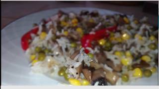Orez (basmati) la Tigaie cu Ciuperci şi Legume
