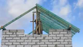 Крыша гаража своими руками. Выставляем стропила  Truss System Above The Garage With His Hands