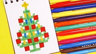 МОИ РИСУНКИ ПО КЛЕТОЧКАМ - НОВОГОДНЯЯ ЕЛОЧКА -|Pixel Art Простые рисунки Новый год 2019
