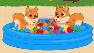 Famille d'Écureuil - Piscine De Boules Arc-en-ciel Vidéos Animé 2020 en Français 13+