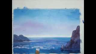 Как нарисовать Морской пейзаж гуашью [Картина за 3 минуты!]