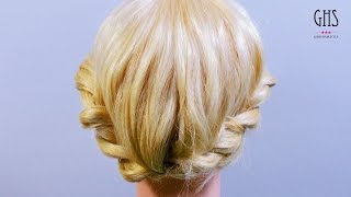 ミディアムボブ：編み込みツイストアップヘアアレンジ | Twist hairdo