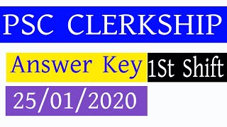 PSC Clerkship Answer Key 2020_ PSC Clerkship_25 january_PSC Clerk 2019 Answer Key