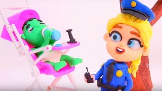 Frozen Elsa Police Helps Hulk ❤  Superhero & Frozen Elsa Cartoons For Kids ❤ Play Doh Stop Motion