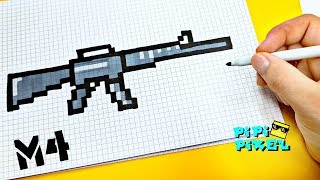 М4 автомат ! РИСУНКИ ПО КЛЕТОЧКАМ ! КАК НАРИСОВАТЬ PIXEL ART M4 A4 A1 Block Strike CS GO