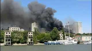 Крупный пожар в Ростове на Дону попал на видео