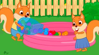 Famille d'Écureuil - Remplir La Piscine De Balles Animé 2022 en Français