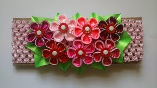 МК полянка с цветами (техника канзаши)
