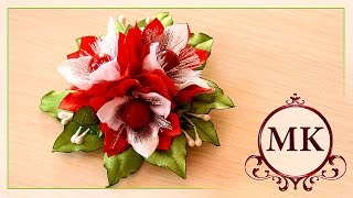 Зажим для волос. Цветы. Канзаши. МК./ DIY. Flowers. Kanzashi. HairClip