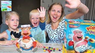 Челлендж ПОРОСЕНОК ОБЖОРА или БУРГЕР БУМ Веселая семейная игра от Family Box Милана Даня и мама