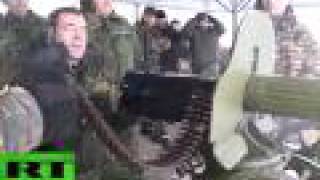 Medvedev tries Maxim machine gun, rides Tiger armored vehicle