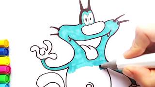 Oggy Cat Drawing | Coloring Pages Oggy | Как нарисовать кота Огги