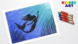 Как нарисовать русалку масляной пастелью поэтапно для начинающих