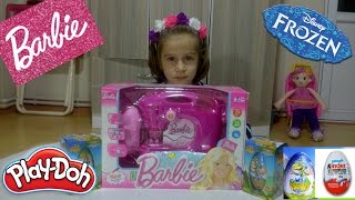 Disney Frozen Elsa Princess Anna Play Doh Kinder Surprise Eggs Barbie Sewing Machine