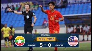Myanmar vs Malaysia Women’s 5-0 Football Highlights SeaGame 2019
