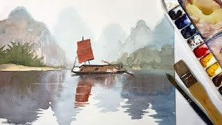 How to Paint a Watercolor Landscape of a Sailboat