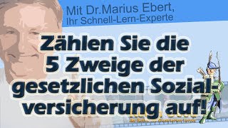 Zählen Sie die 5 Zweige der gesetzlichen Sozialversicherung auf!