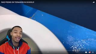 FAKE PEEING ON TEENAGERS IN SCHOOL REACTION!