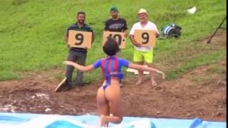Hot Girls !# Body Painting Water Slide GAME SHOW