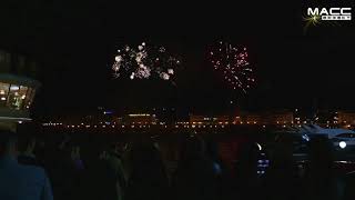 Свадебный фейерверк в Чебоксарах. Салют над водой. Залив. Ресторан Роланд
