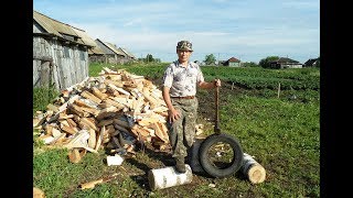 Колем дрова легко и просто,  используя шины от автомобиля!