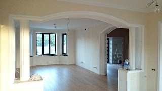 арка из гипсокартона, с колоннами из гипса. Монтаж и белый вариант.