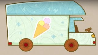 Coches de juguete. El camión frigorífico. Dibujos animados para niños.