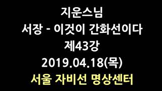 [서울] 이것이 간화선이다 제43강(19.04.18) 지운스님 서장 명상의깊이