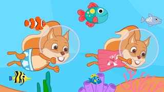 Famille d'Écureuil - Nager Sous L'eau Animé 2020 en Français