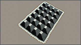 3D узор для коврика крючком. Коврик 3D. Объемное вязание. Коврик крючком. Crochet 3D rug.