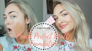 NEW TOO FACED PEACH PERFECT COMFORT MATTE FOUNDATION- 14-HR WEAR TEST ON OILY SKIN