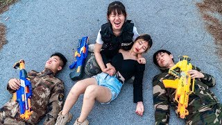 Xgirl Nerf War: SWAT X Girl Revenge for Cherry Nerf Guns Criminal Group