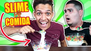 Fazendo COMIDA De SLIME!!! Aprenda Como Fazer DIY Comida de Slime vs Real DESAFIO