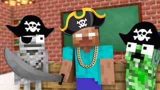 Monster School : PIRATE TREASURE HUNT Challenge - Minecraft Animation