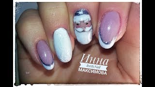 ❄ дедушка МОРОЗ на ноготках ❄ НОВОГОДНИЙ дизайн ногтей гель лаком ❄