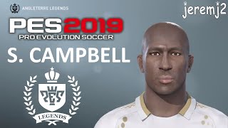 S. CAMPBELL Face + stats officielle - PES 2019 ou 2018 (Angleterre Legends)