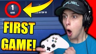 *WIN* FIRST EVER GAME OF FORTNITE ON XBOX!!! (PC Player Tries Fortnite Battle Royale on CONSOLE)