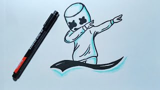как нарисовать маршмеллоу DJ легко - уроки рисования{Простые рисунки}