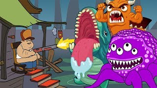 Желейный медведь играет в Swamp Attack БОССЫ БИТВА с БОССАМИ Мультик Игра для детей  Мобильные игры