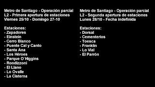 Metro de Santiago | L2 | Debut 2142 + Recorrido "super expreso" | Operación parcial 25/10 - 27/10