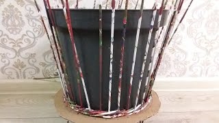 Окончание плетения кашпо.Кашпо без дна.УРОКчетвертый