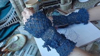 Кружевные манжеты. Мастер-класс.Crochet lace cuffs.Tutorial