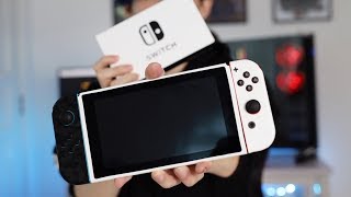 White Nintendo Switch using the Dbrand Skin