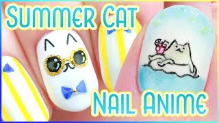 ☆ Summer Cat Nail Art + Nail Animation ☆