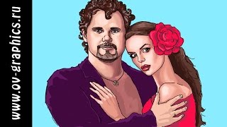 Свадебный шарж в компьютере